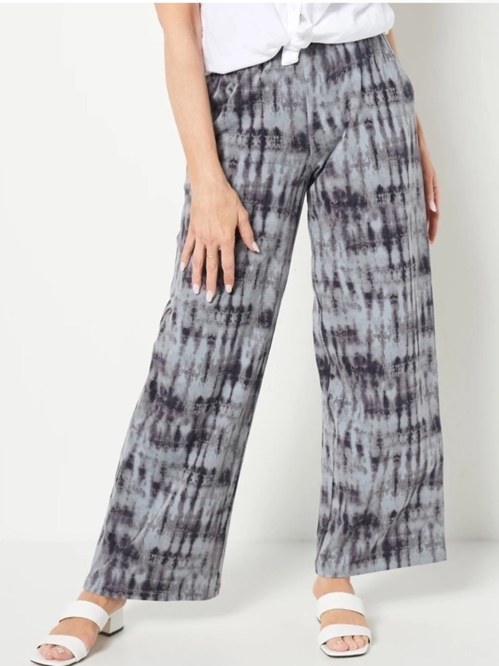 D&Co Denim & Co Beach Purple Tie Dye Wide Leg Lounge Pants Sz XL